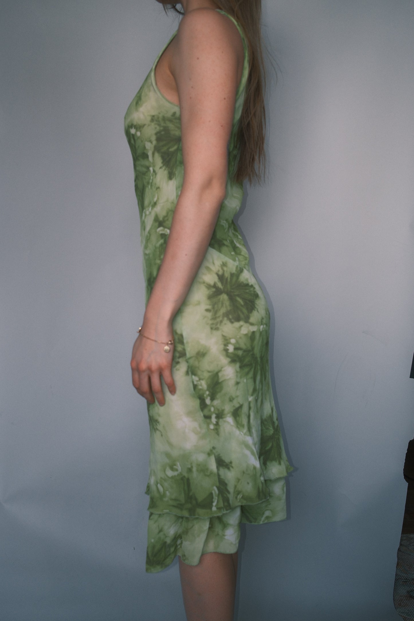 Green tie dye dress