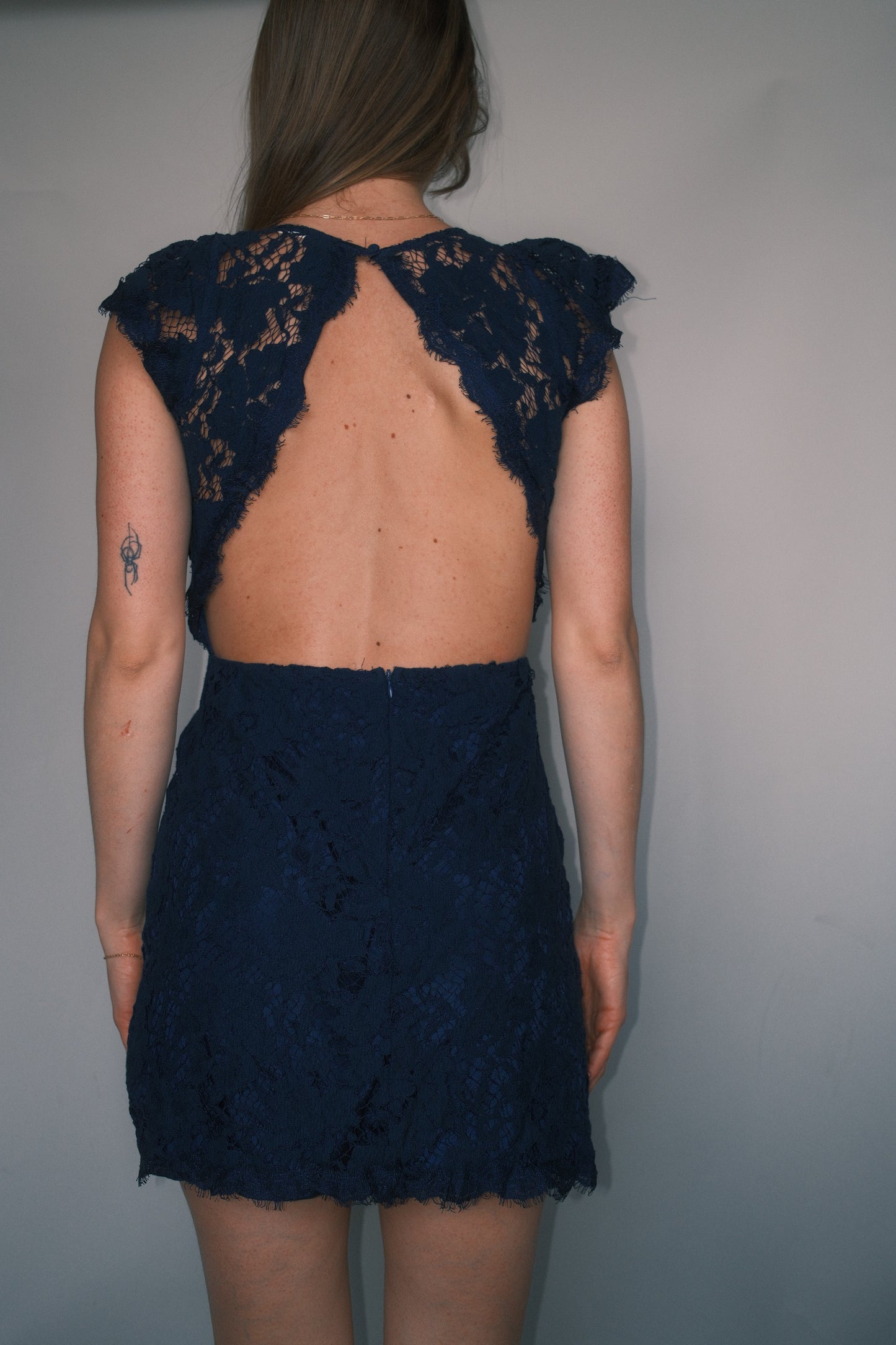 Lace Open Back mini dress