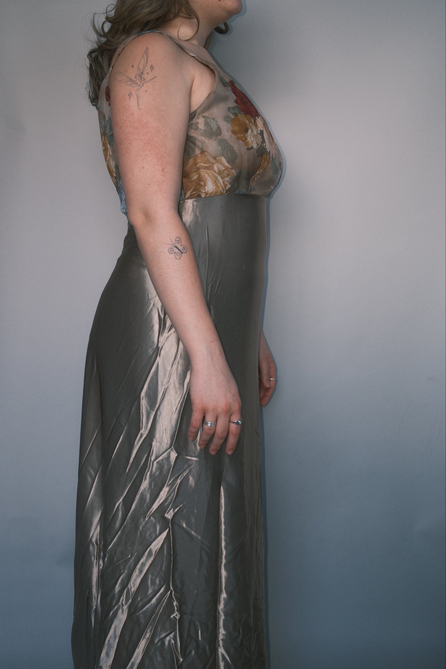 Metallic floral maxi dress