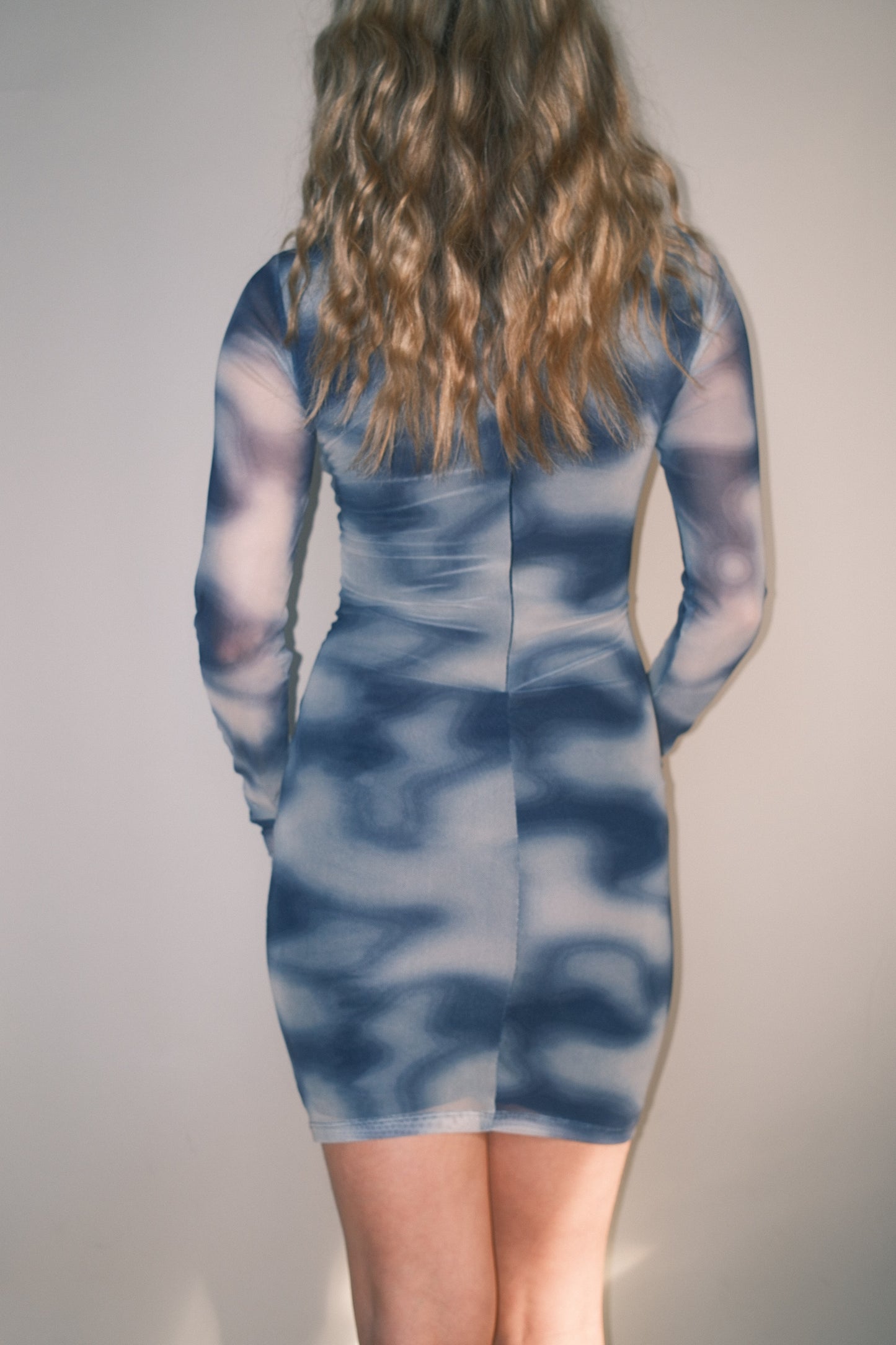 Blue tie dye mini dress