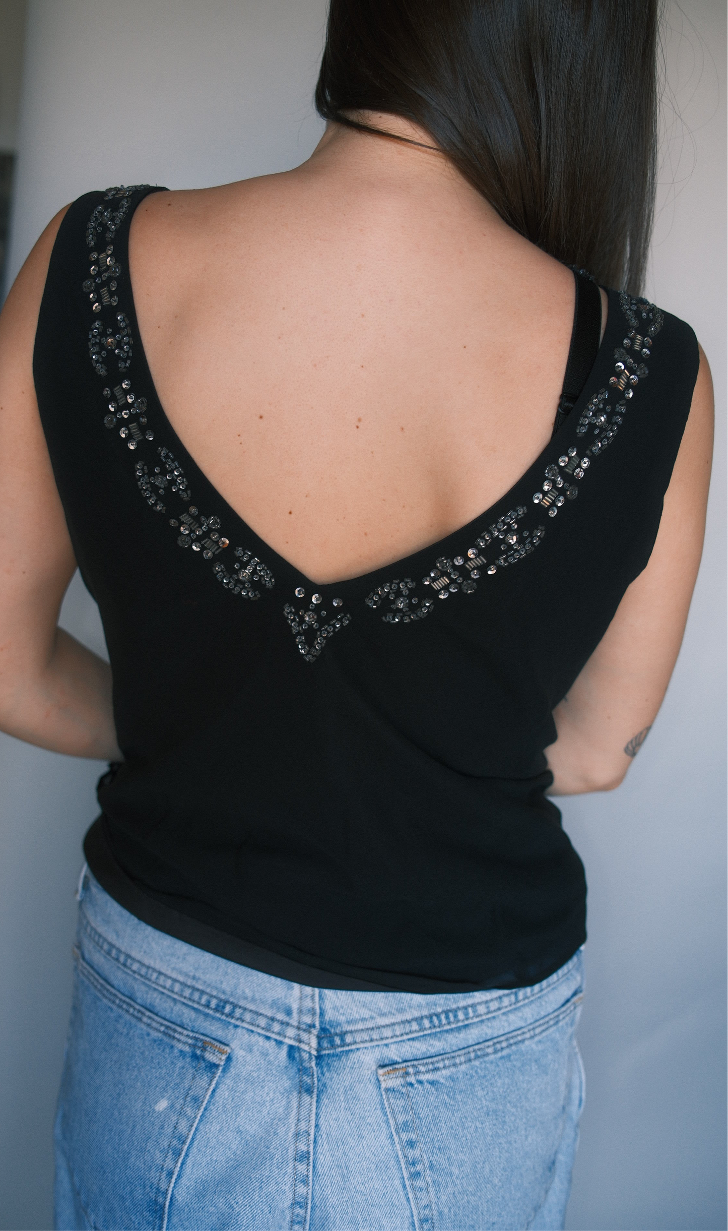 Black silk top