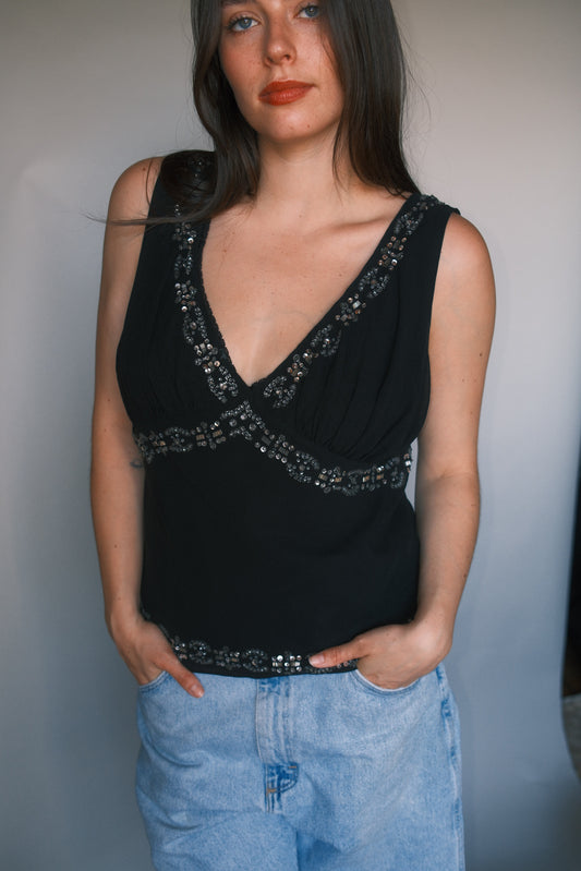 Black silk top