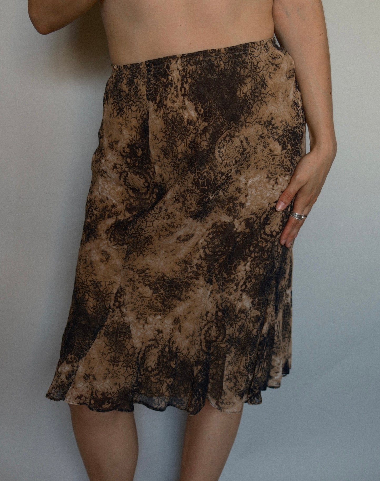 Cheetah lace midi skirt