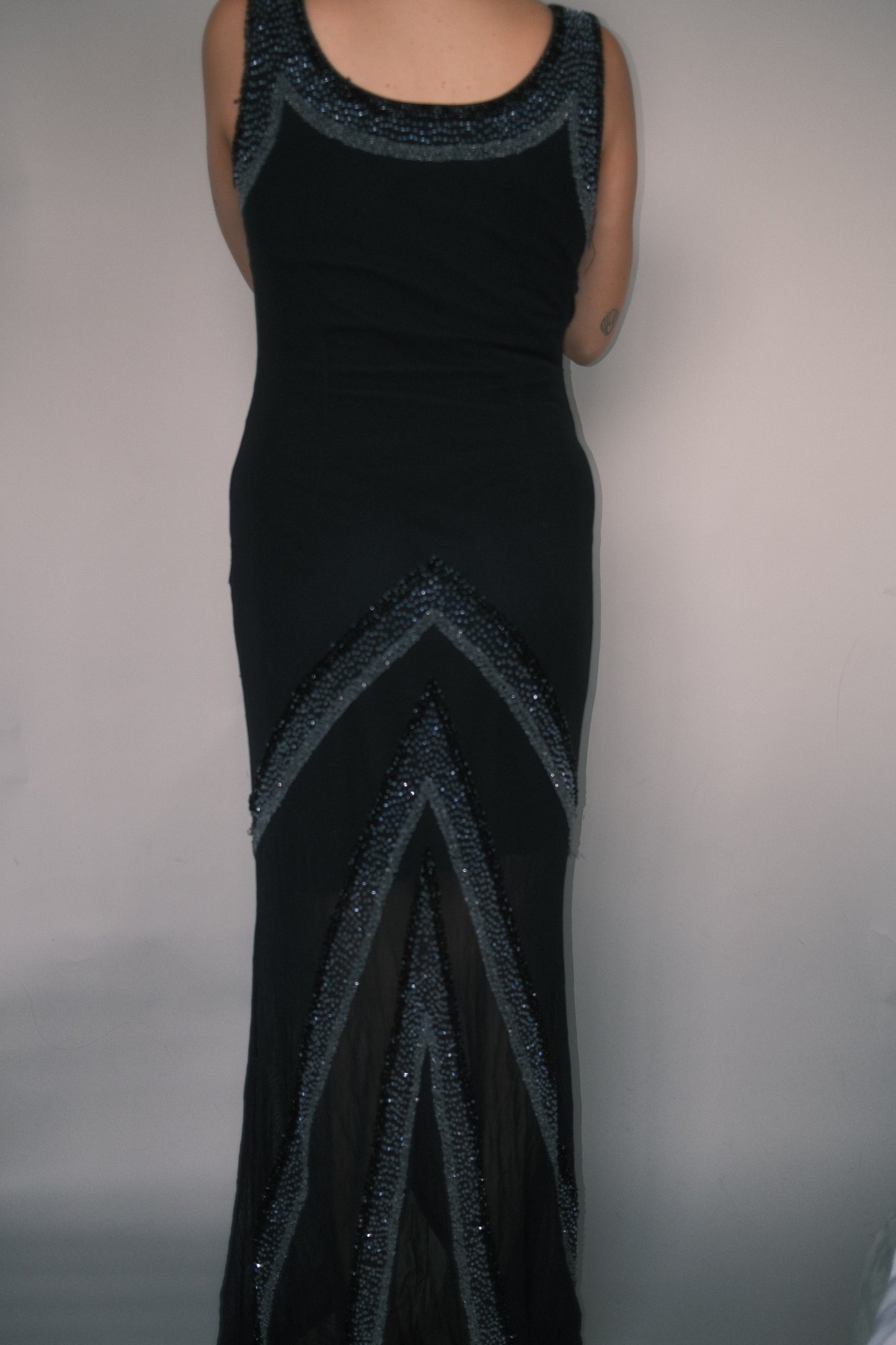 Black beaded maxi dress