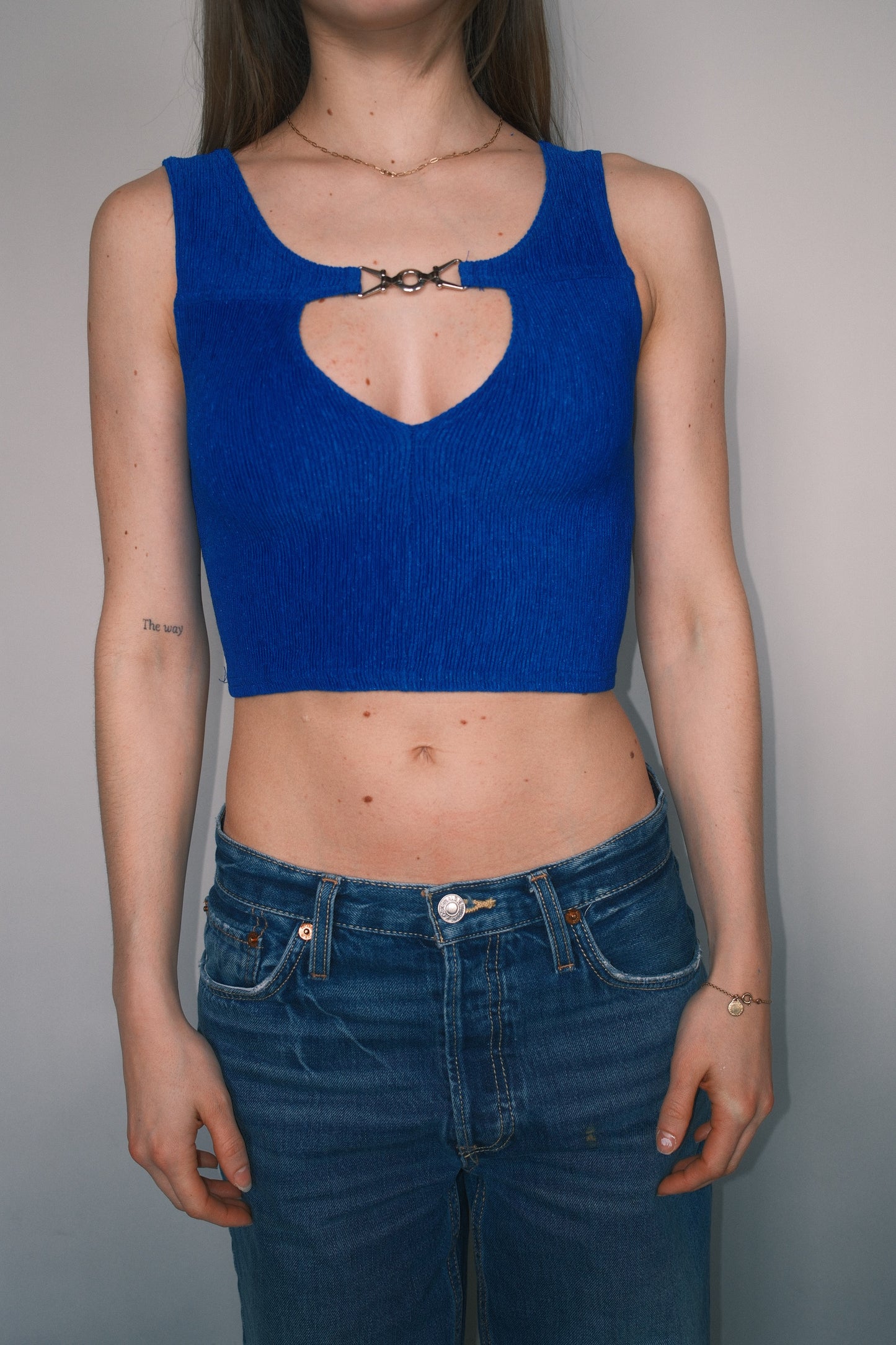 Blue crop top
