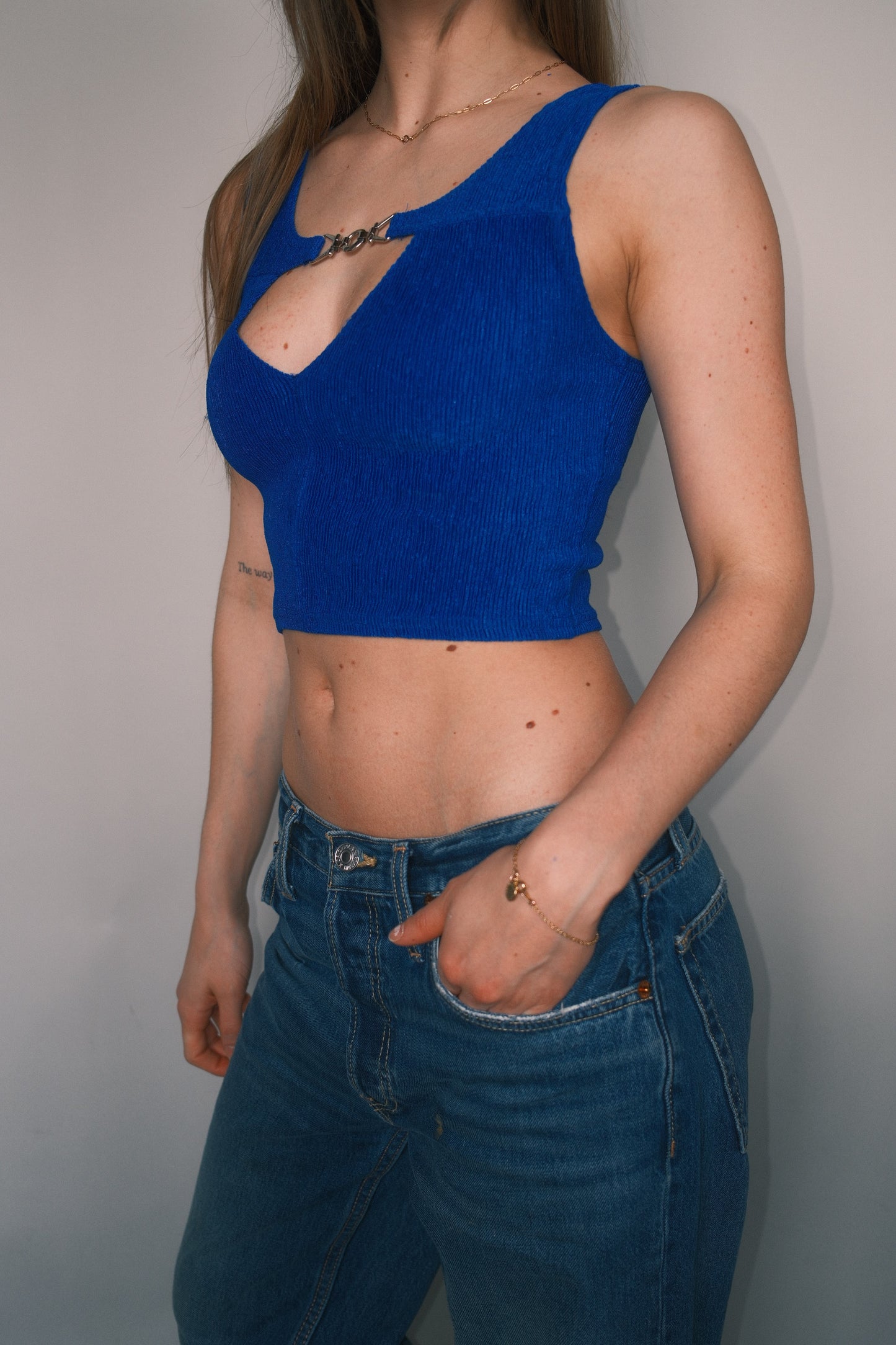 Blue crop top