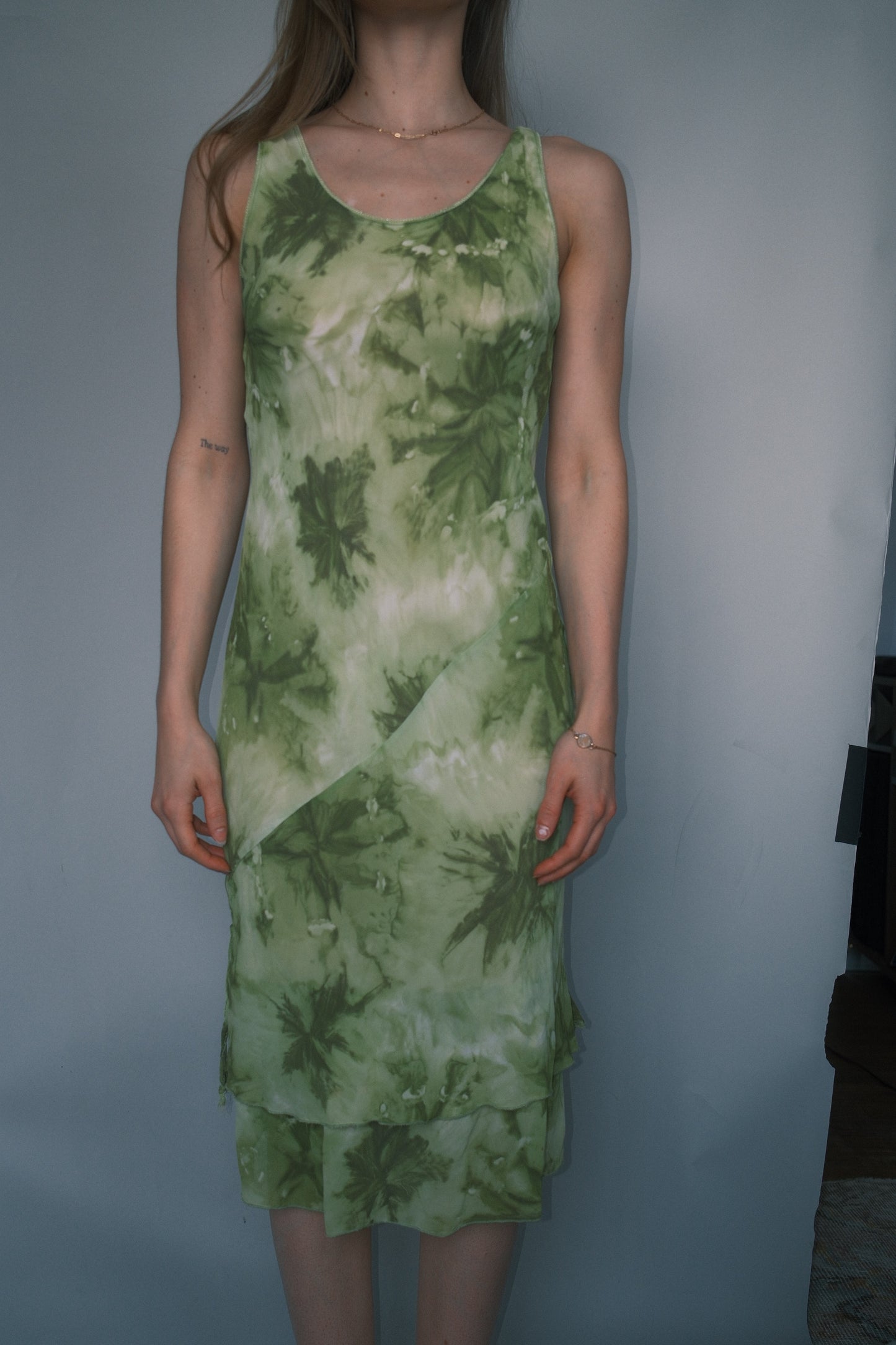 Green tie dye dress