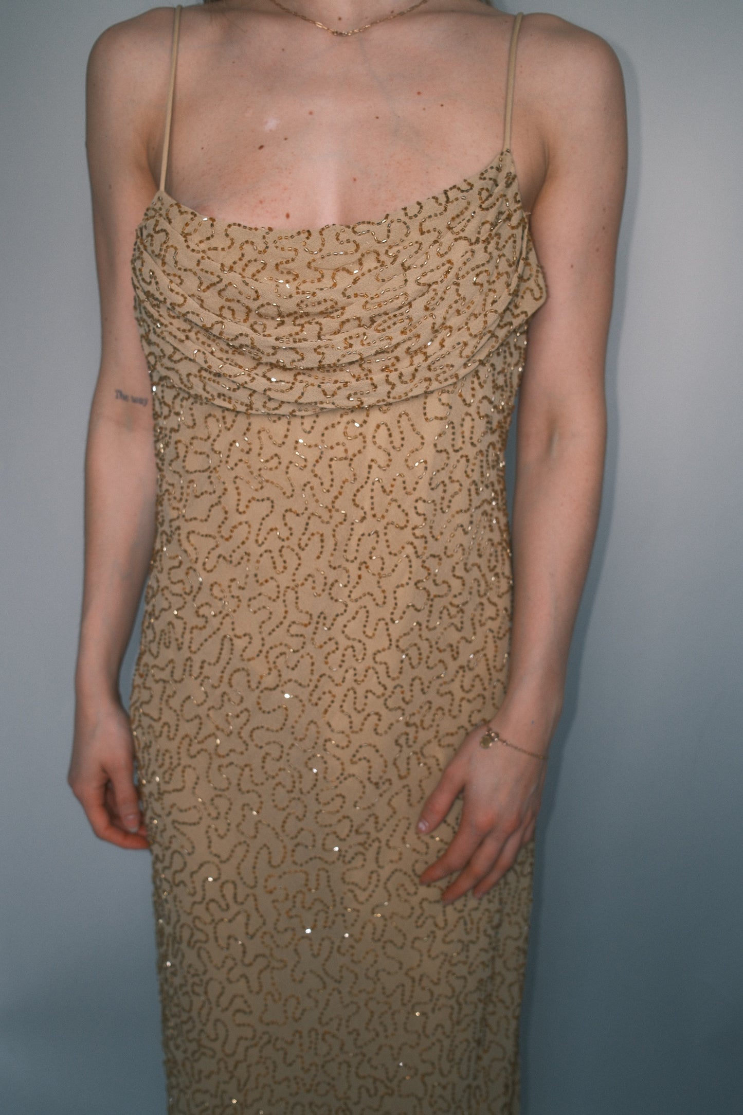 Gold beaded dress