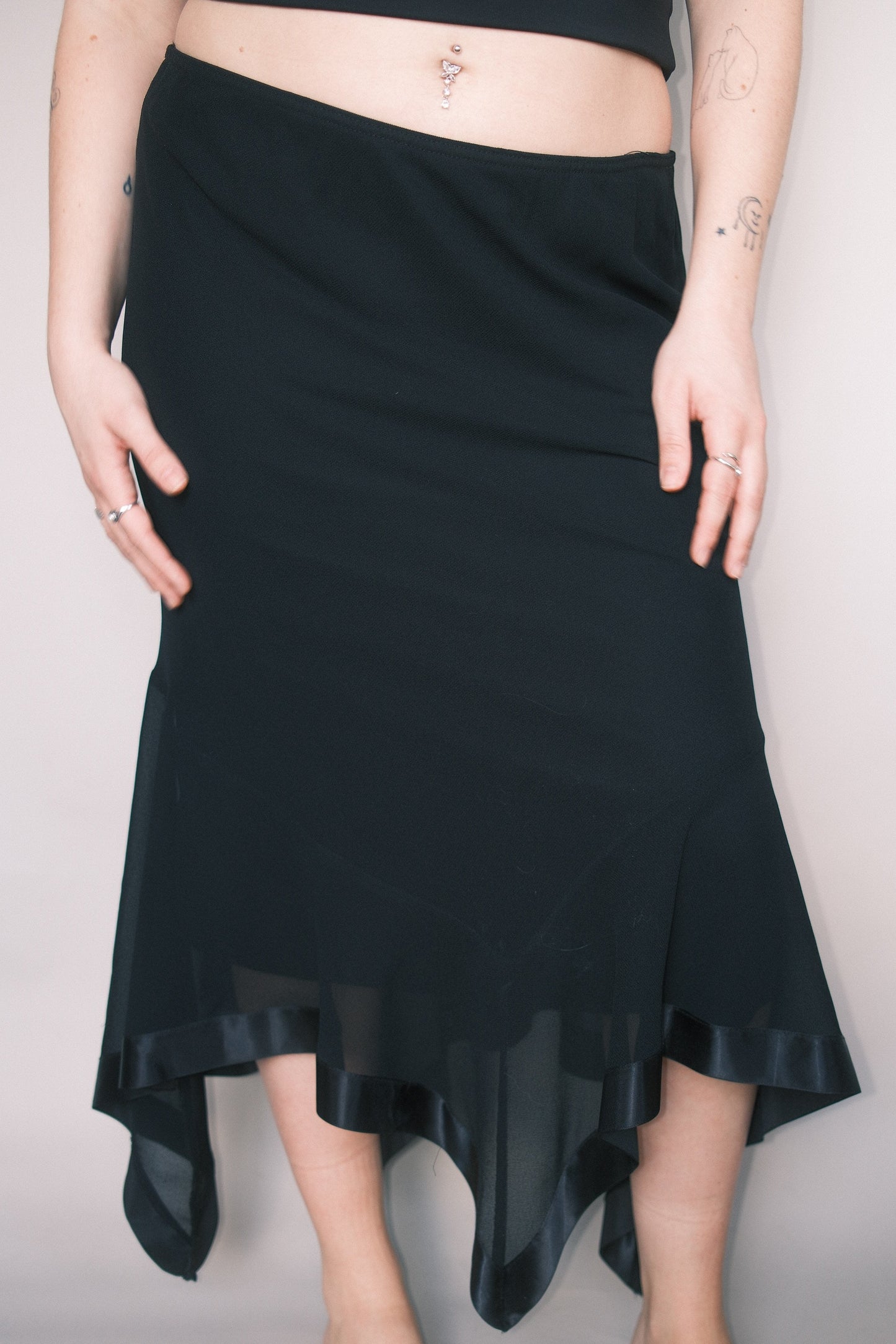 Black ruffle skirt