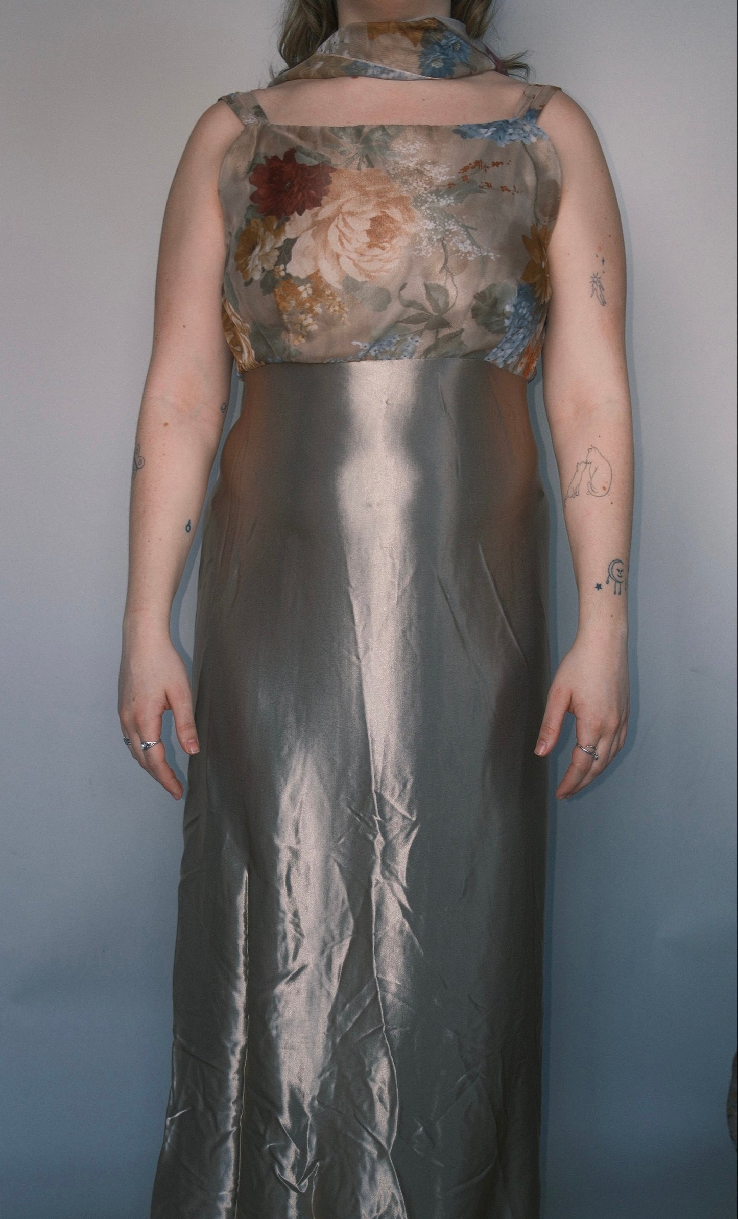 Metallic floral maxi dress