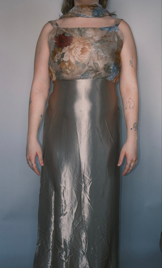 Metallic floral maxi dress