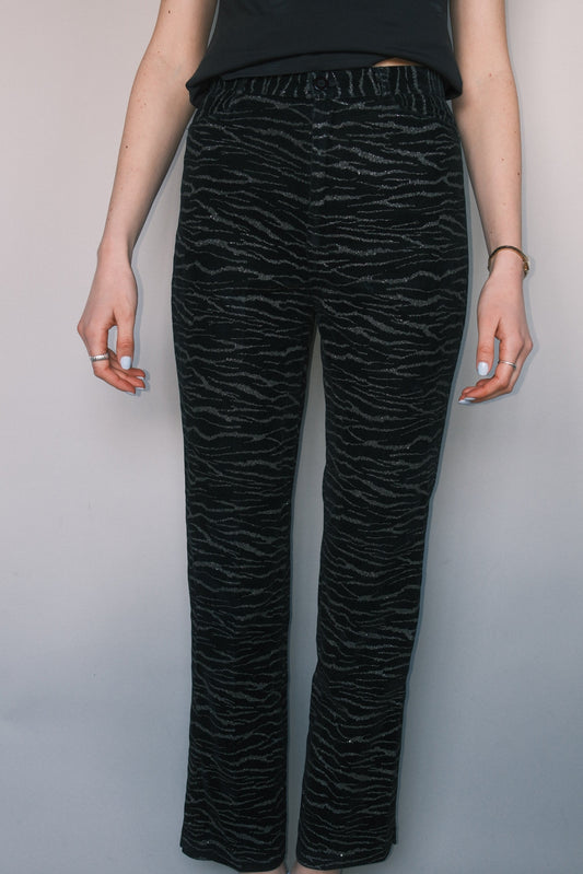 Metallic zebra pants