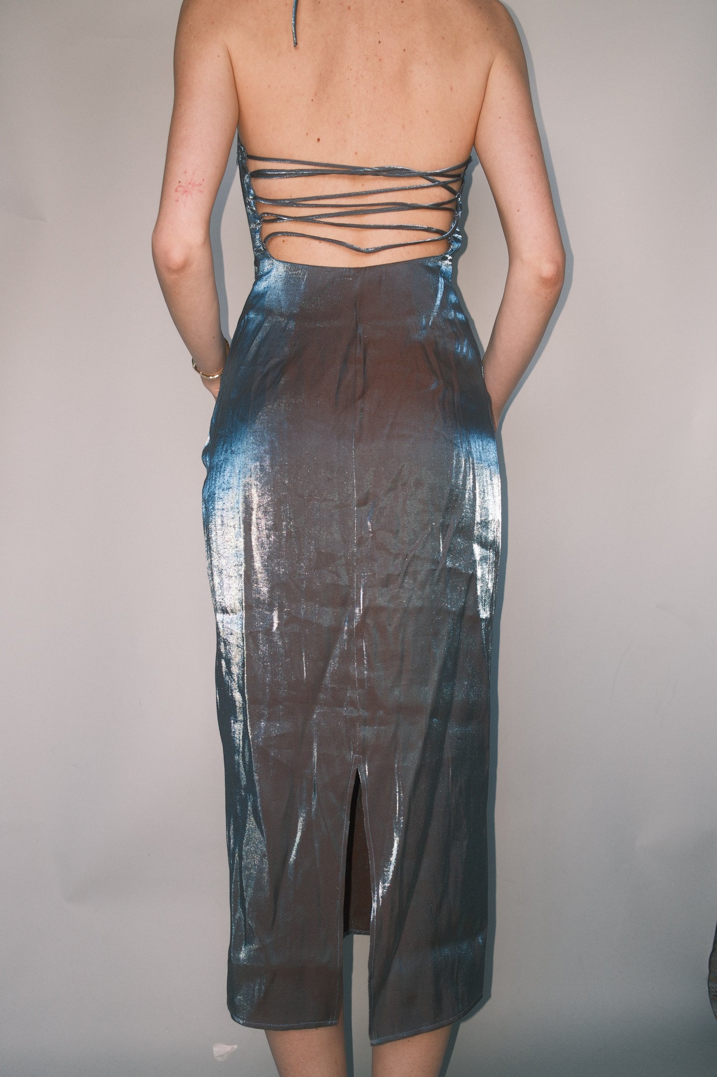 Metallic midi dress